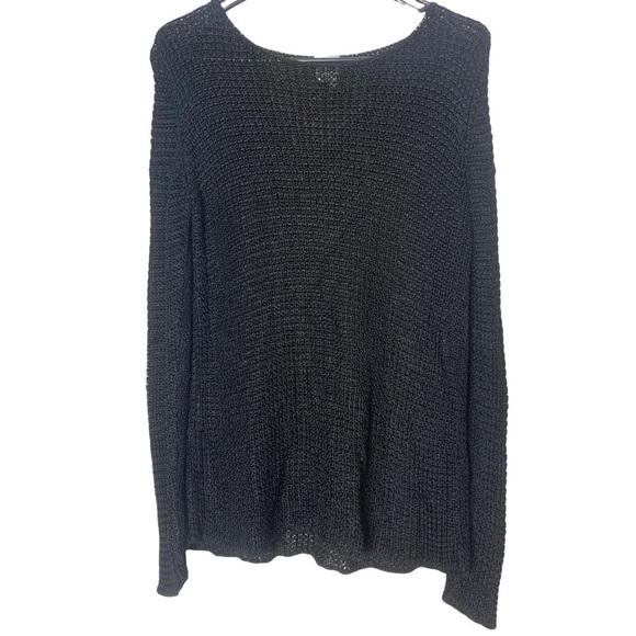 Eileen Fisher Medium Open Knit Quiet Luxury Black Oversized Top - Picture 1 of 5